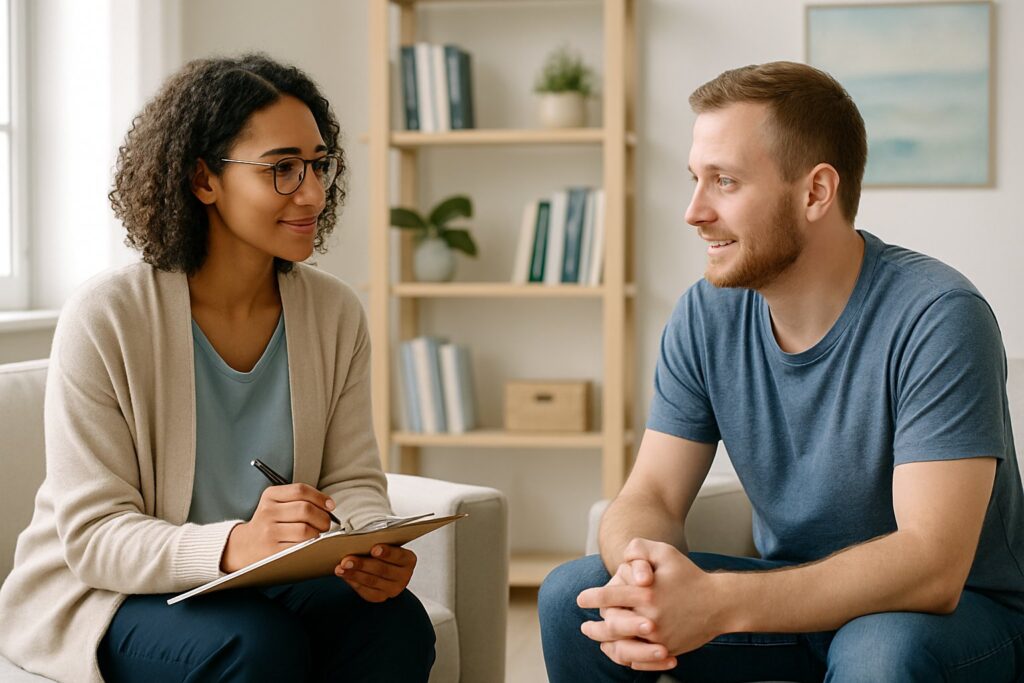 Counselling session providing support for addiction and substance problems