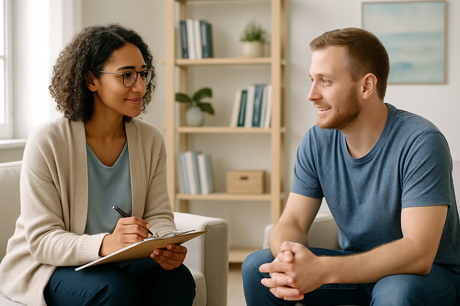 Counselling session providing support for addiction and substance problems